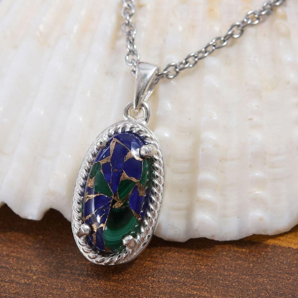 Matrix Azurite Malachite Pendent.